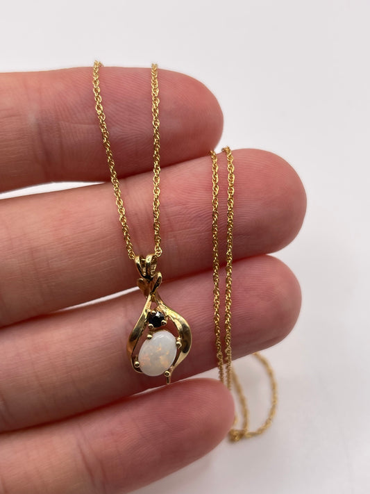 9ct gold opal and sapphire necklace