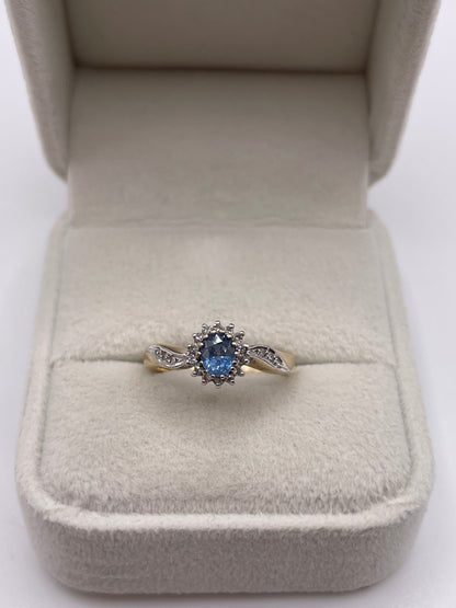 9ct gold sapphire and diamond ring
