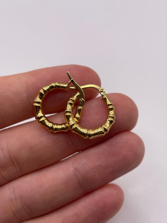 9ct gold bamboo earrings