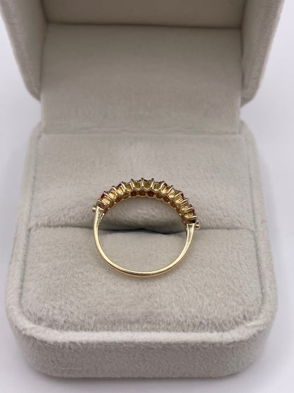 9ct gold ruby and cz ring