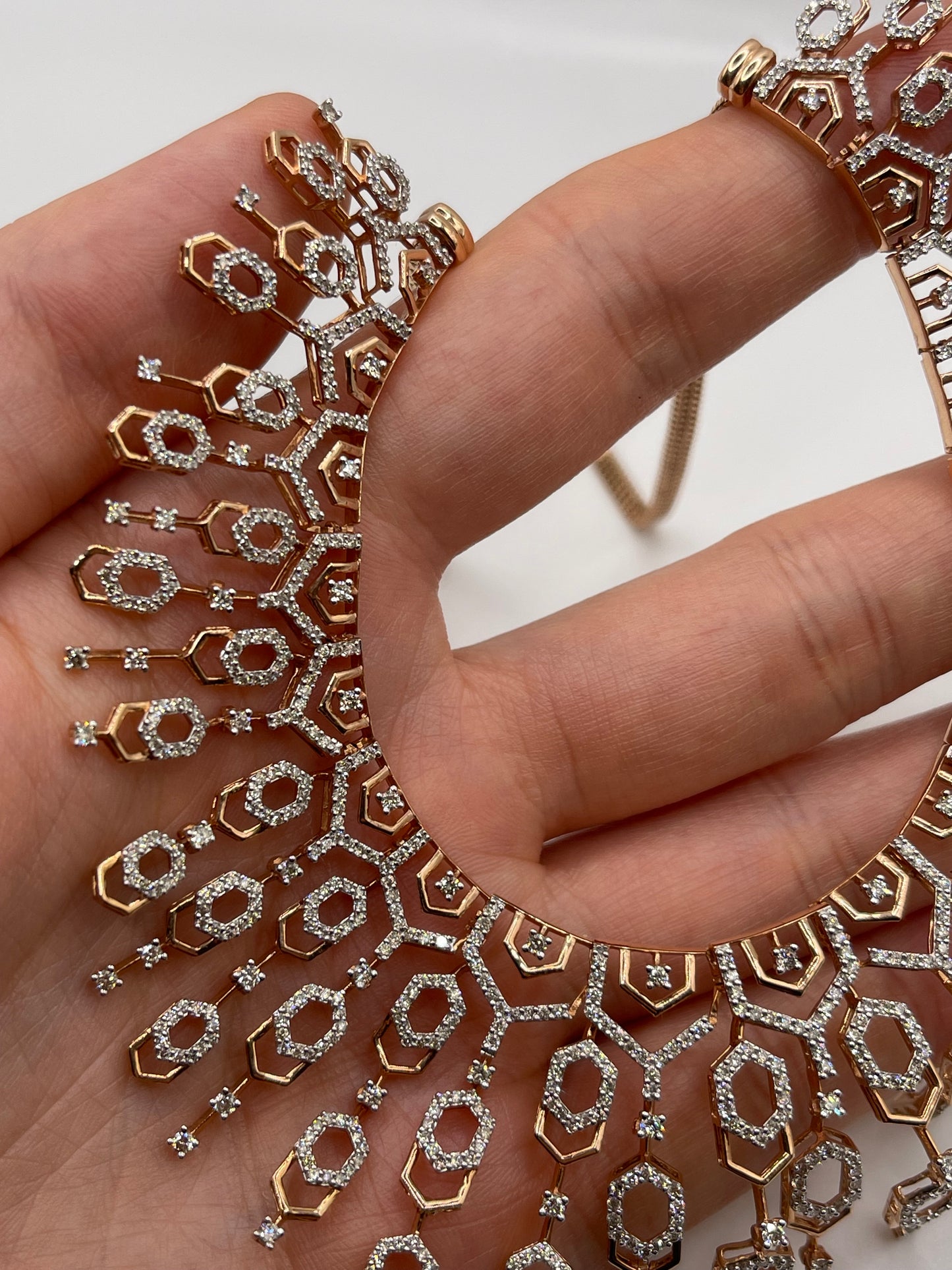 14ct rose gold 6.21ct diamond necklace