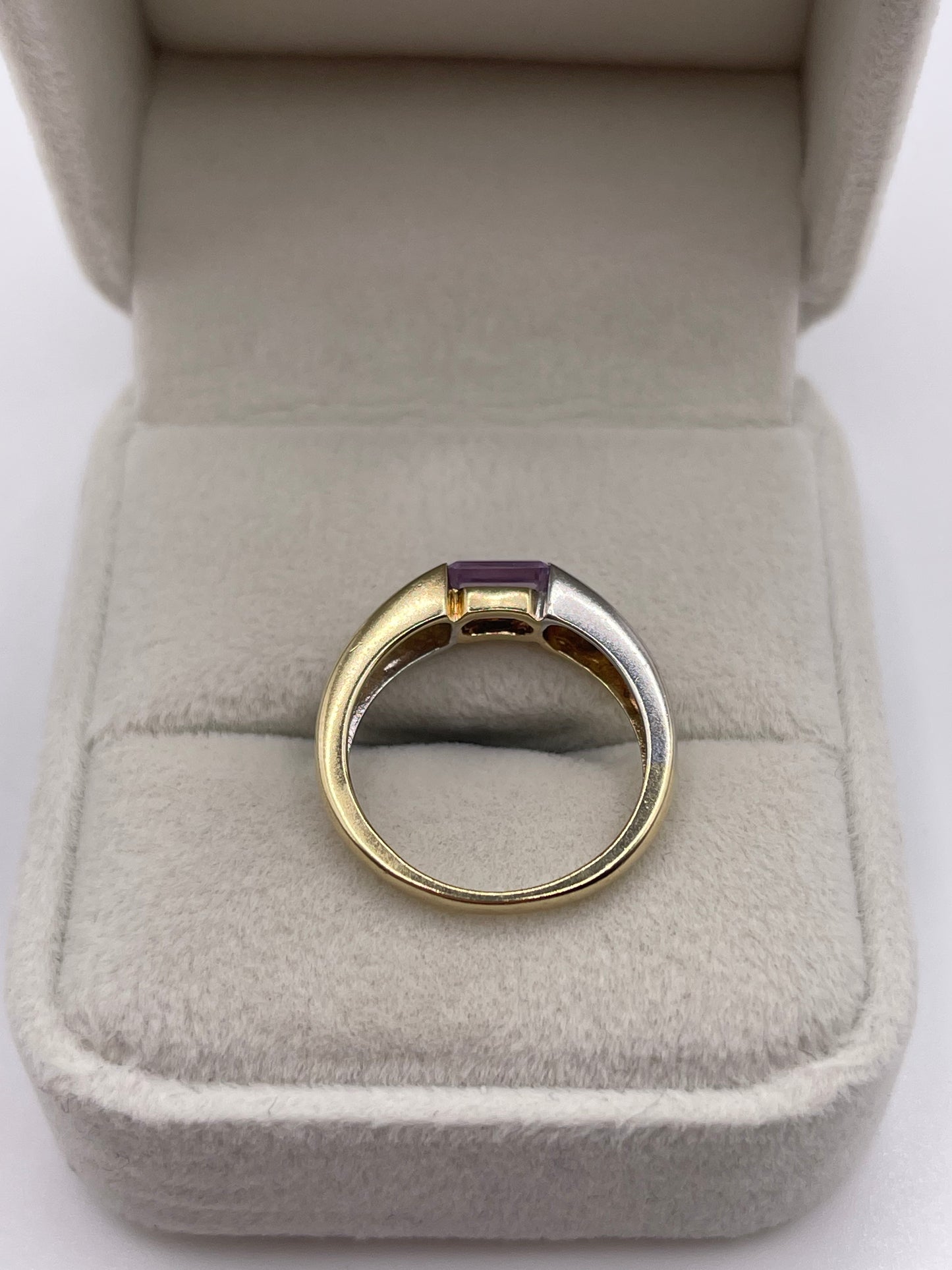 9ct two tone gold amethyst ring