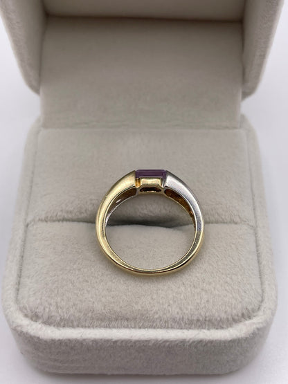 9ct two tone gold amethyst ring