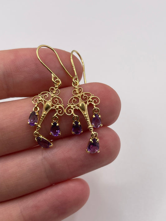 9ct gold amethyst earrings
