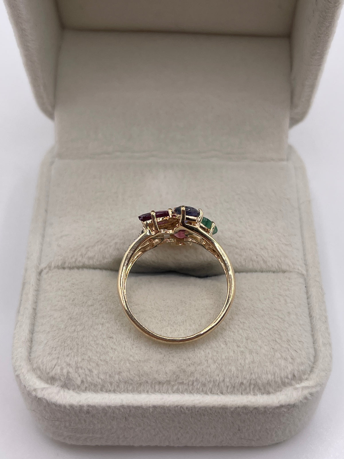 9ct gold multi gemstone and diamond cluster ring