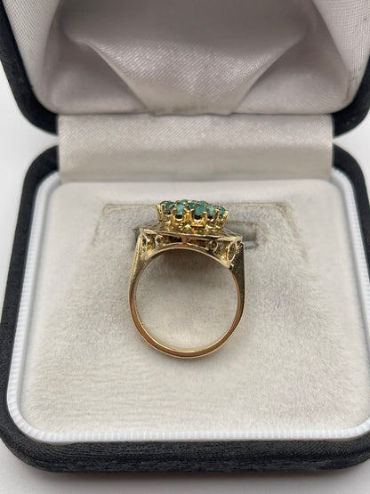 9ct gold turquoise cluster ring