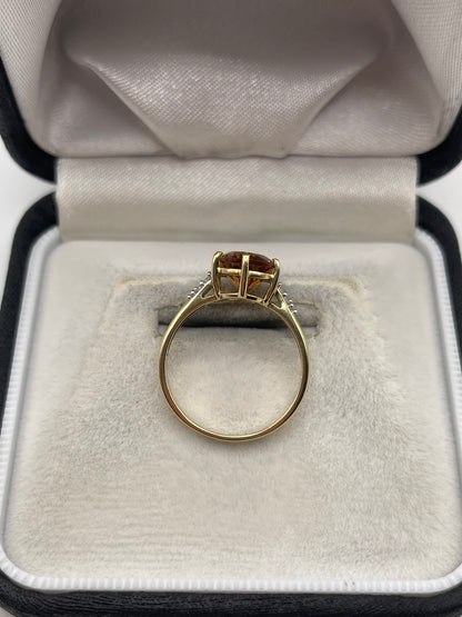 9ct gold quartz and zircon ring