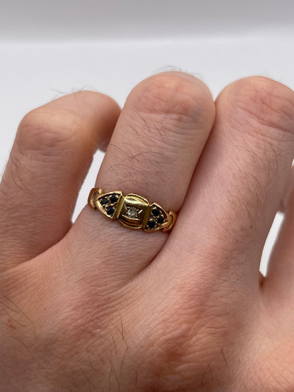 Antique 15ct gold sapphire and diamond ring