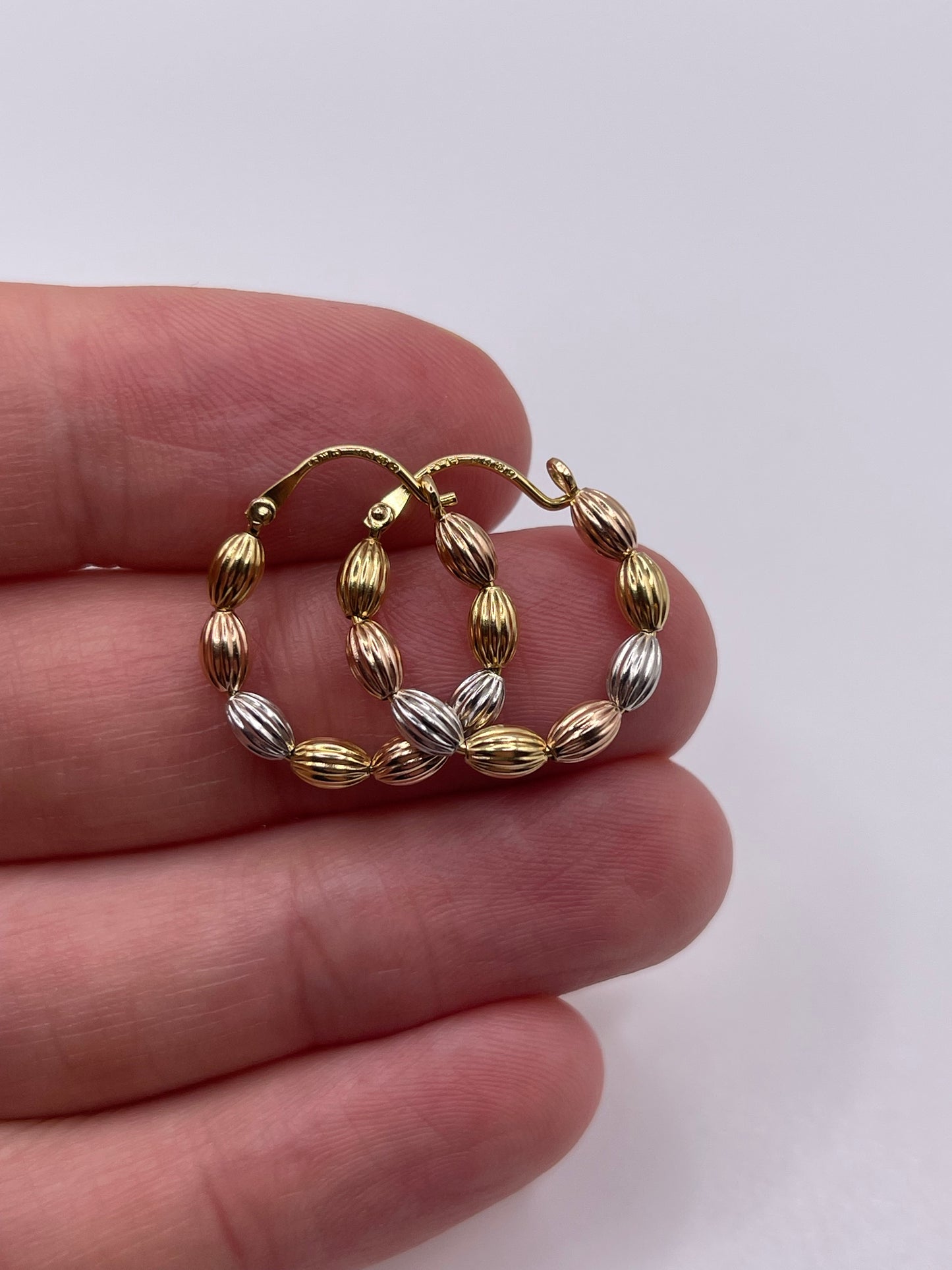 9ct tri gold earrings
