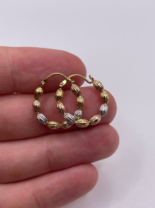 9ct tri gold earrings