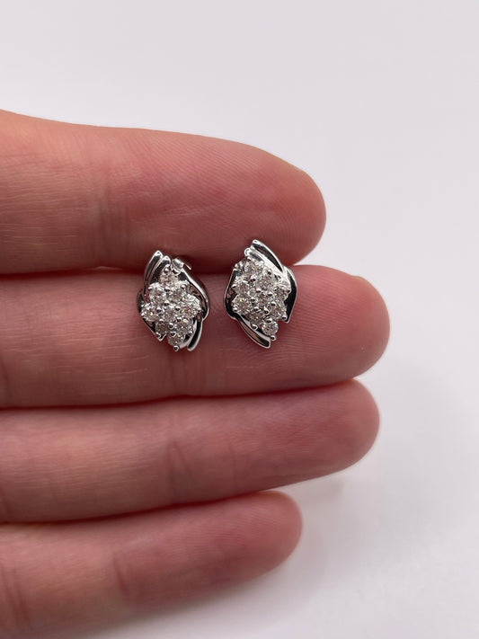 9ct white gold diamond earrings