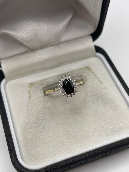 9ct gold sapphire and diamond ring
