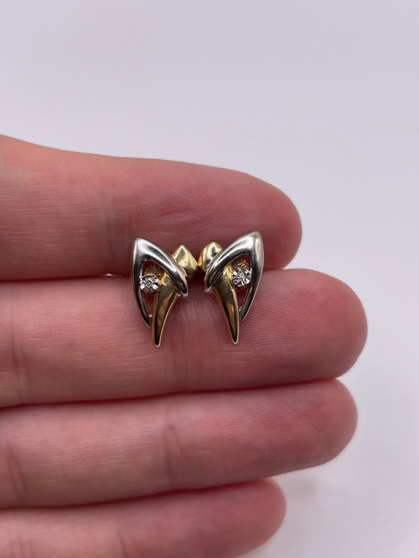 9ct two tone gold diamond earrings