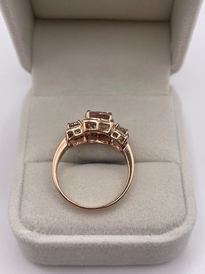 9ct rose gold morganite and diamond ring