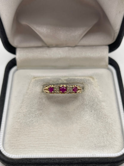 9ct gold ruby and diamond ring