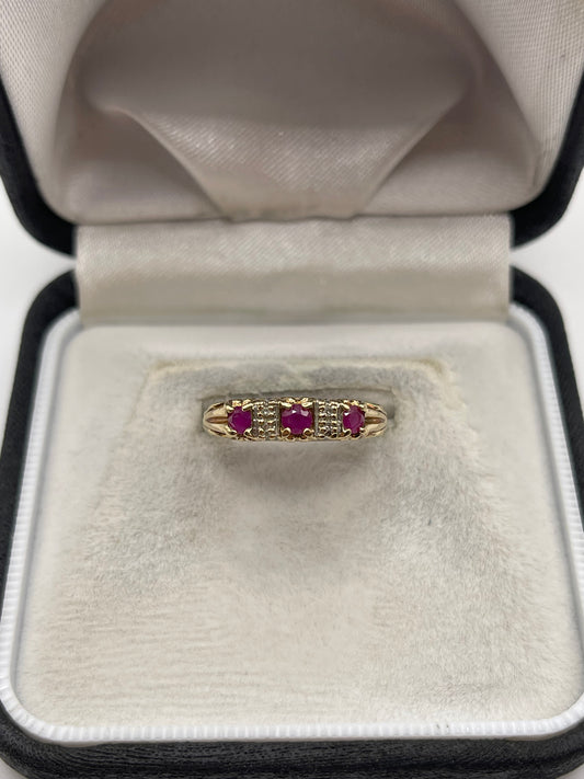 9ct gold ruby and diamond ring