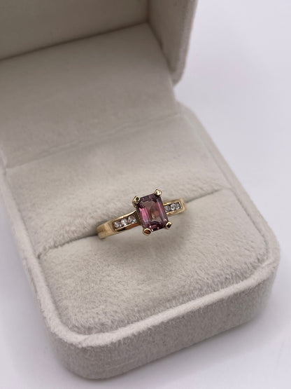 9ct gold tourmaline and zircon ring