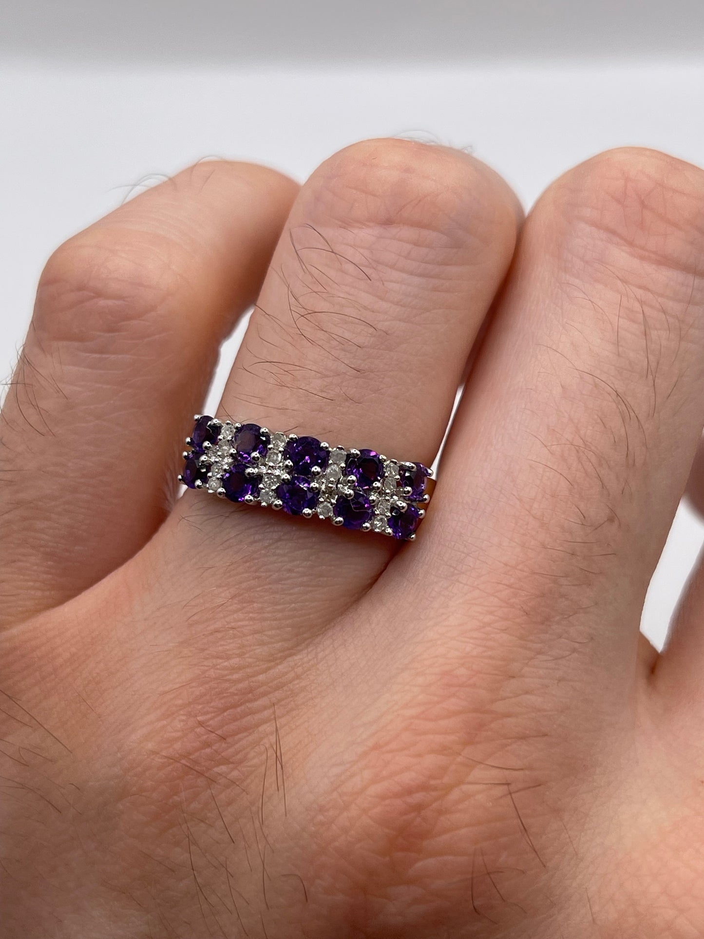 9ct gold amethyst and diamond ring