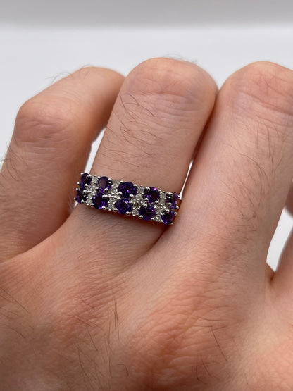 9ct gold amethyst and diamond ring