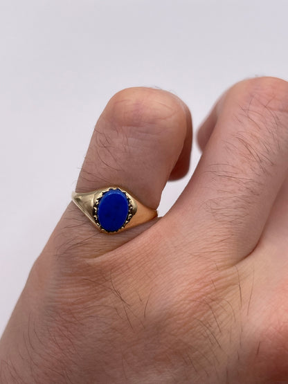 9ct gold lapis lazuli signet ring