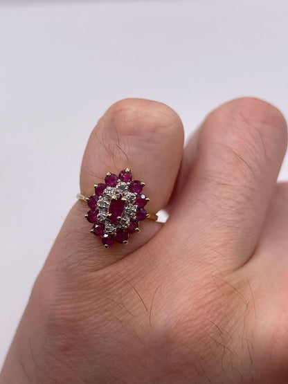 9ct gold ruby and diamond ring