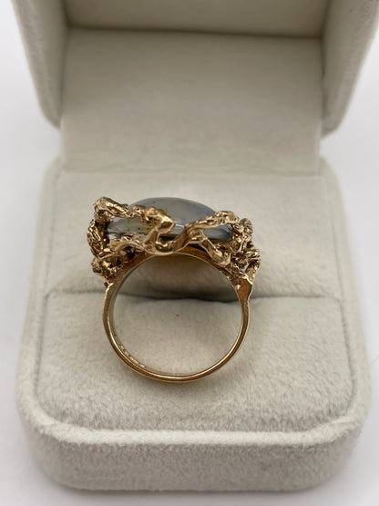 9ct gold moss agate ring