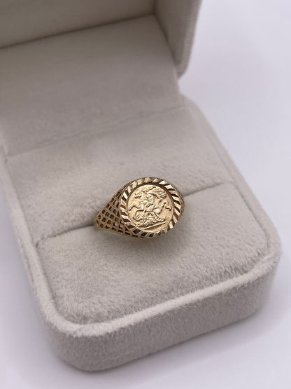 9ct gold St George ring