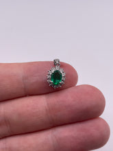 Load image into Gallery viewer, 9ct white gold emerald and diamond pendant
