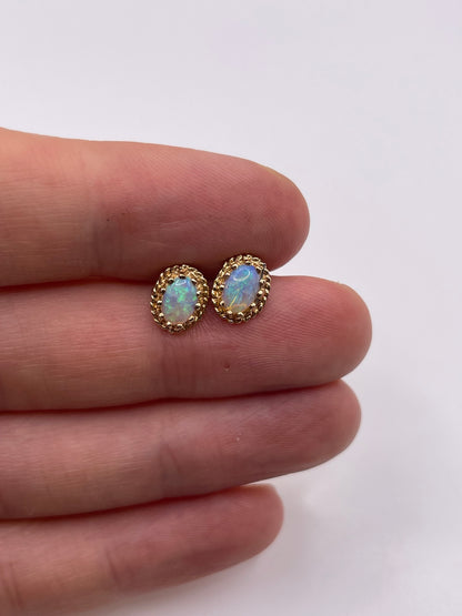 9ct gold opal earrings