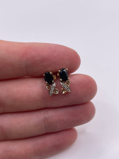9ct gold sapphire and diamond earrings