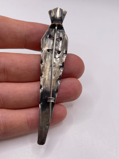 Silver stone brooch