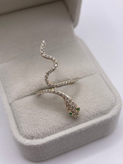 14ct gold cz snake ring
