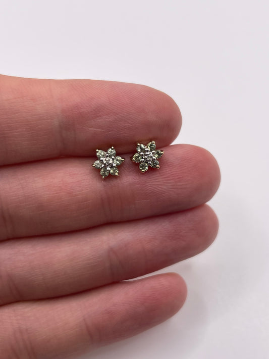 9ct gold peridot and diamond earrings