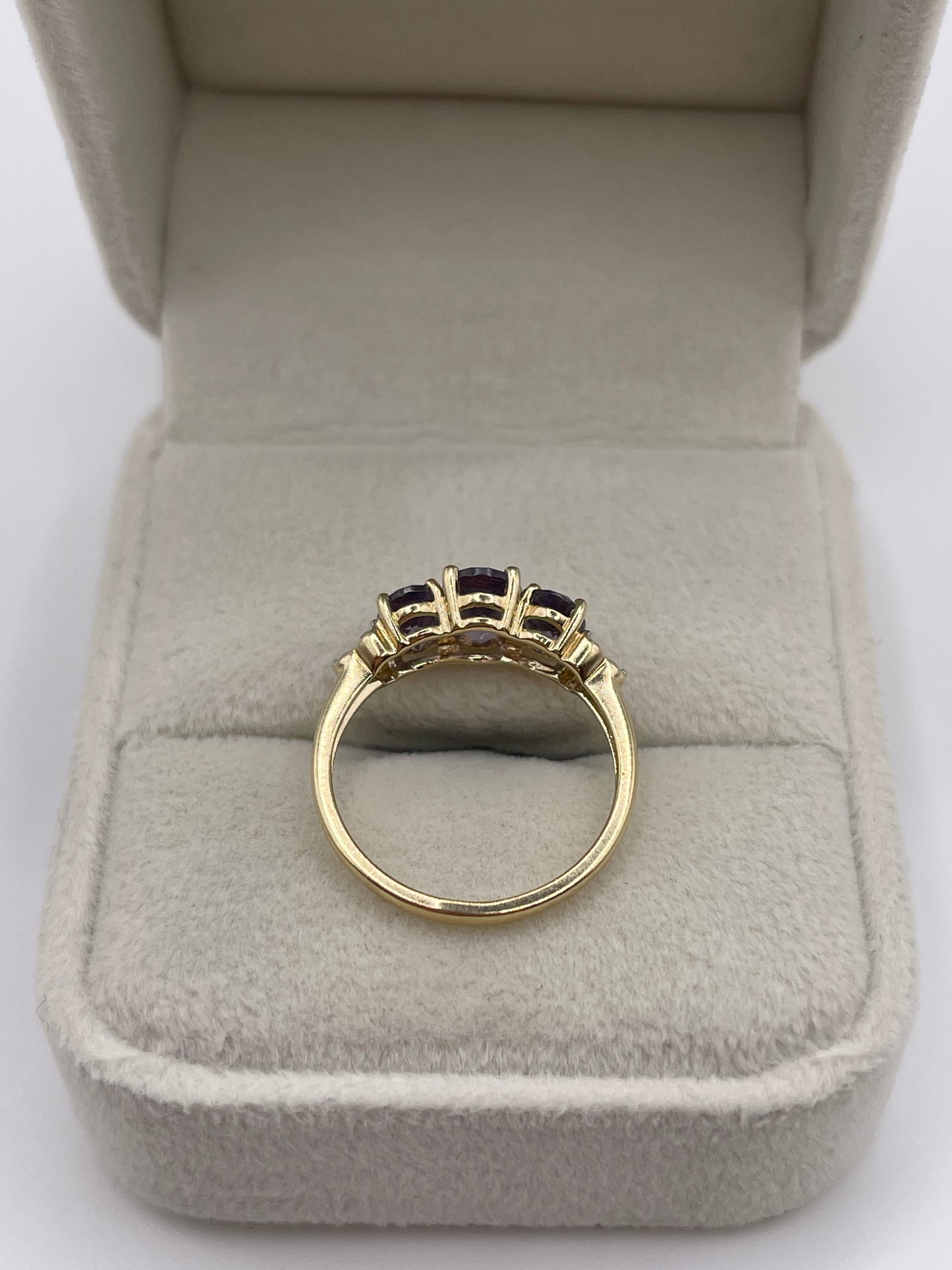 9ct gold iolite and diamond ring