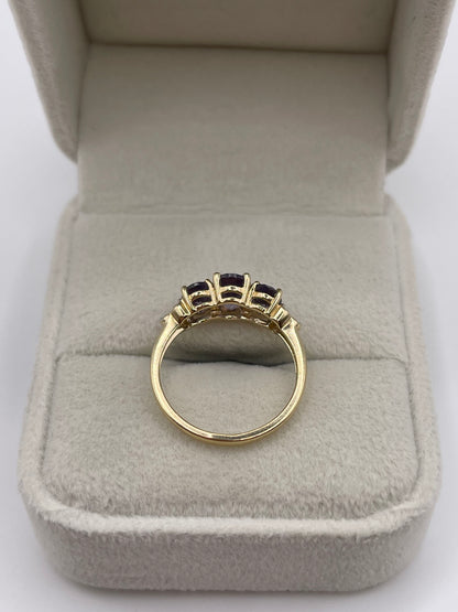 9ct gold iolite and diamond ring