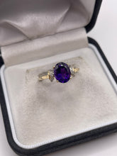 Load image into Gallery viewer, 9ct gold amethyst and diamond ring
