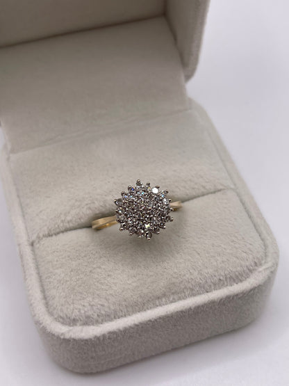 9ct gold diamond cluster ring