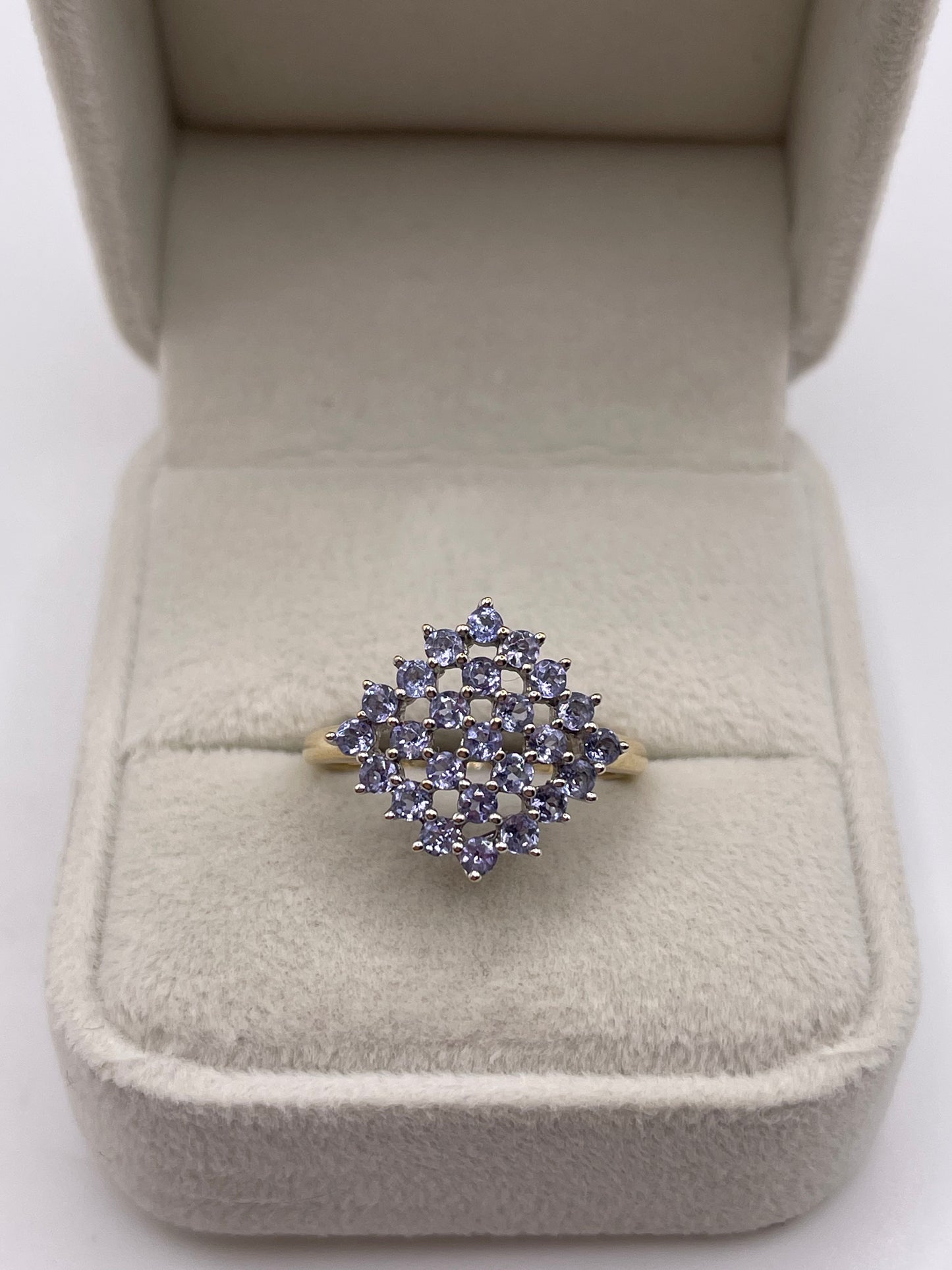 9ct gold tanzanite cluster ring