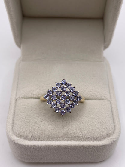 9ct gold tanzanite cluster ring