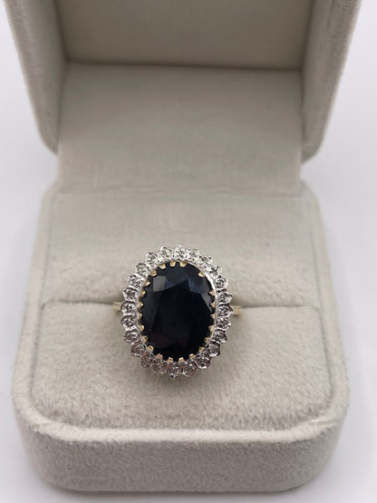 9ct gold sapphire and diamond ring
