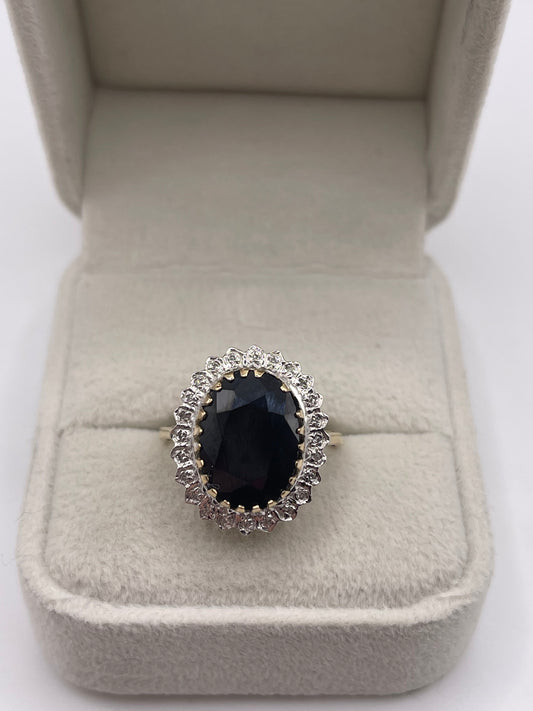 9ct gold sapphire and diamond ring