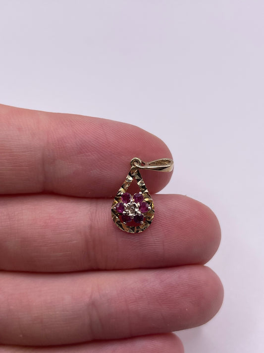 9ct gold ruby and diamond pendant
