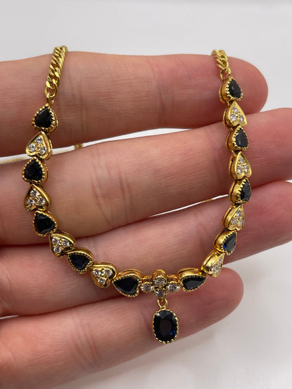 14ct gold sapphire and diamond necklace