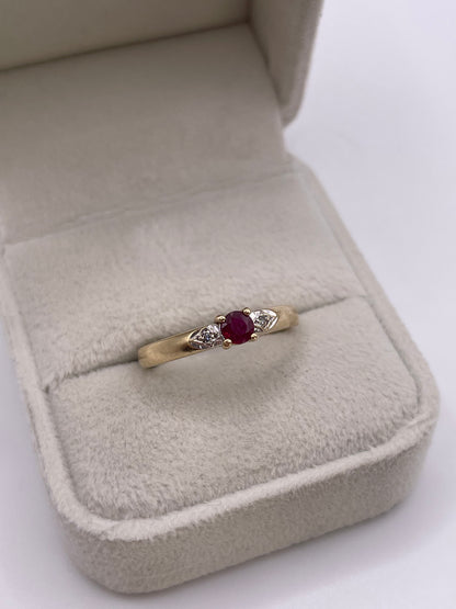 9ct gold ruby and diamond ring