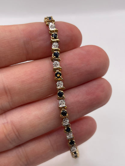 9ct gold sapphire and diamond bracelet