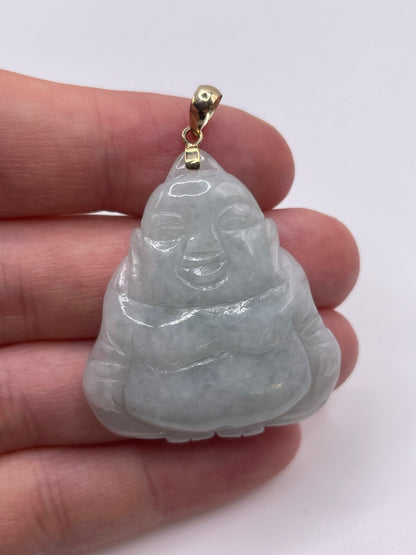 14ct gold jade Buddha pendant
