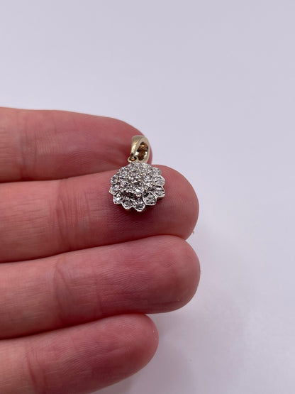 9ct gold diamond cluster pendant