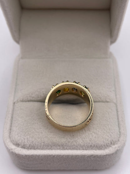 9ct gold multi gemstone ring