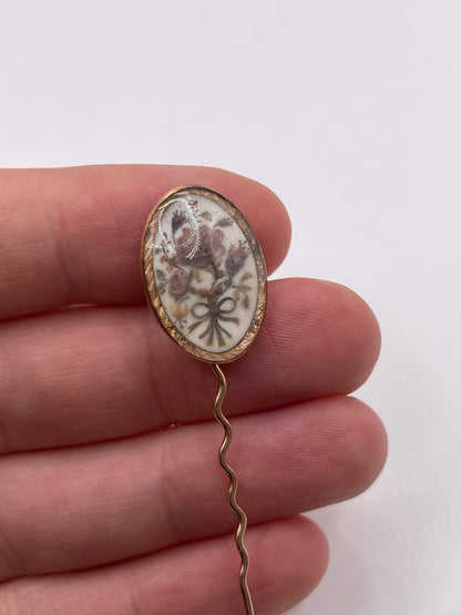 Antique 9ct gold mourning stick pin