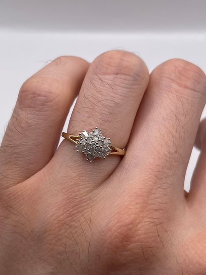 9ct gold diamond cluster ring